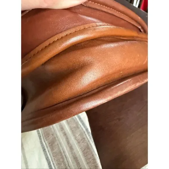 Vintage 90s Coach Prairie Bag 9954 British Tan Leather Flap Turnlock Crossbody B - Picture 10 of 14